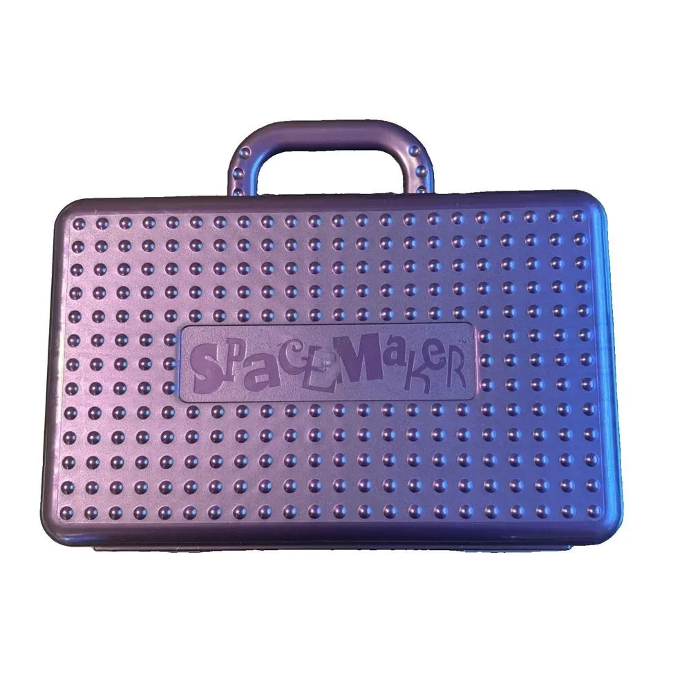 Vtg Spacemaker purple art case with handle plastic storage Newell 11 x 6.5 in